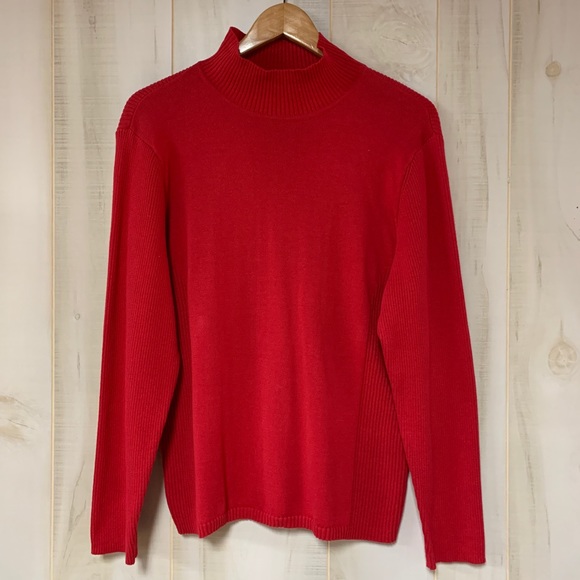 Villager Woman Cherry Red Cotton Turtleneck 2 - Picture 1 of 6